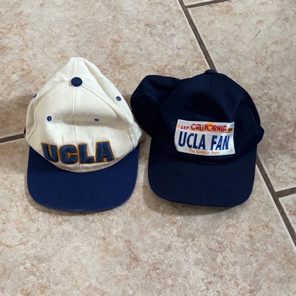 Vintage 90s UCLA Single Stitch Cap Set - Navy and Cream